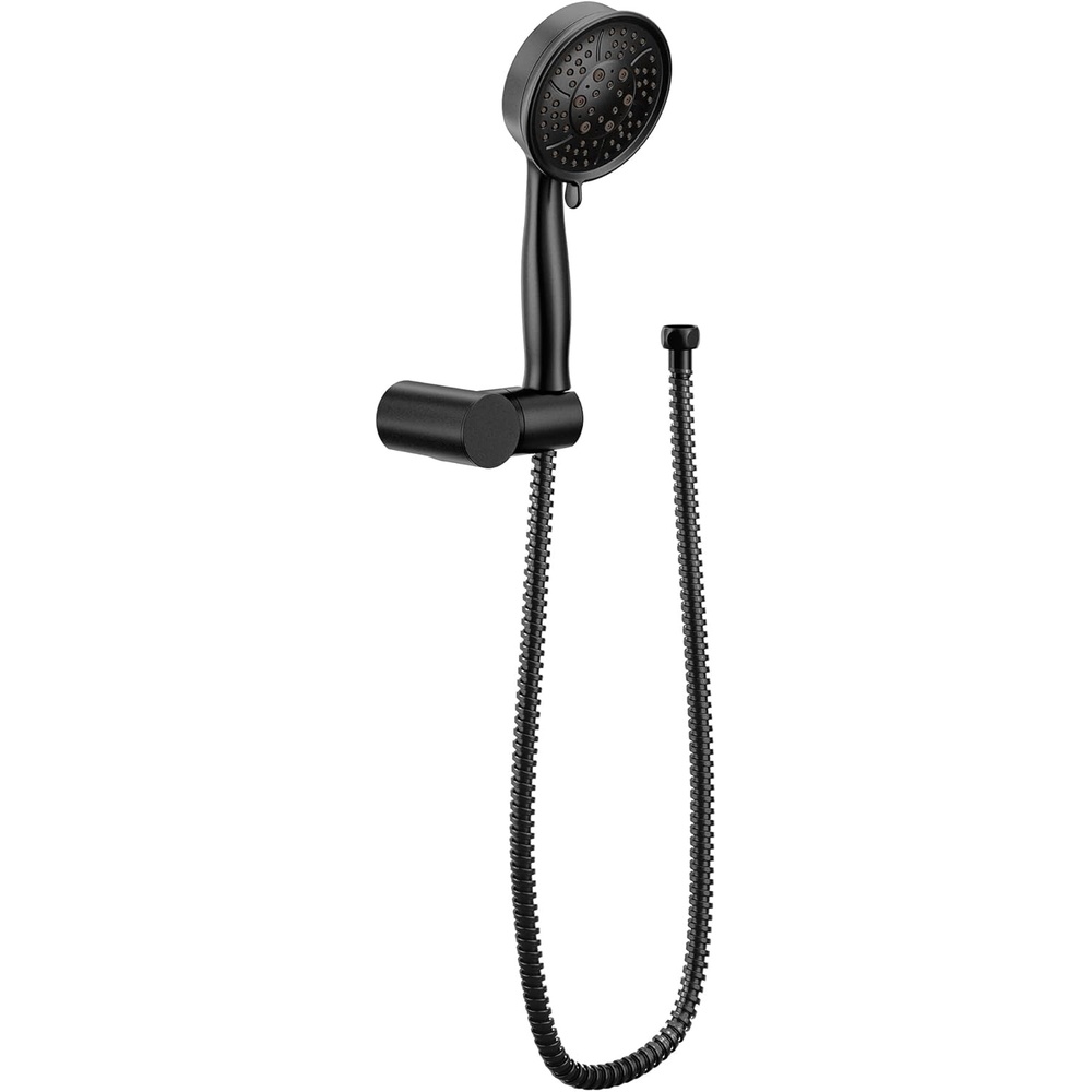 image:imageMoen Matte Black Four Function EcoPerformance Handheld Shower with Wall Bracket and 69Inch Hose 3636EPBL
