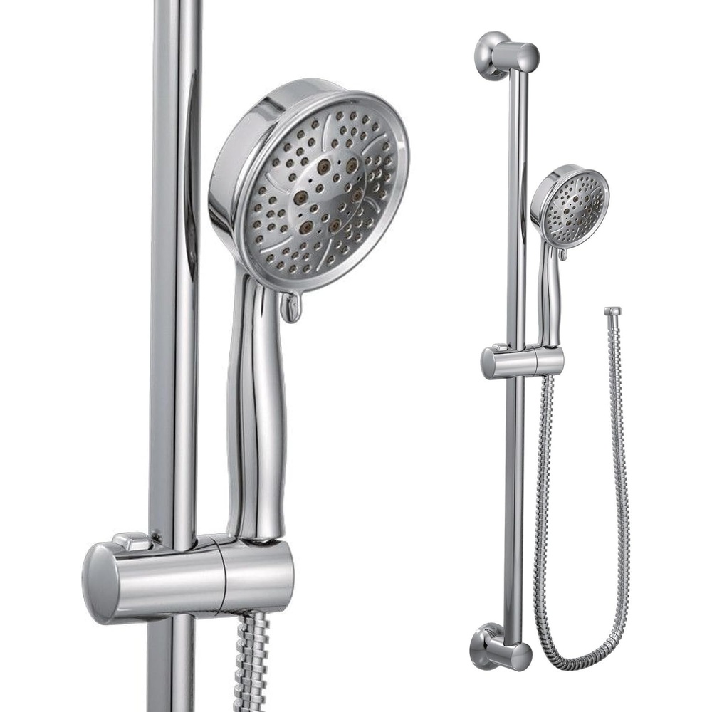 image:imageMoen Polished Nickel EcoPerformance Handheld Showerhead with 69InchLong Hose Featuring 30Inch Slide Bar 3667EPNLChrome