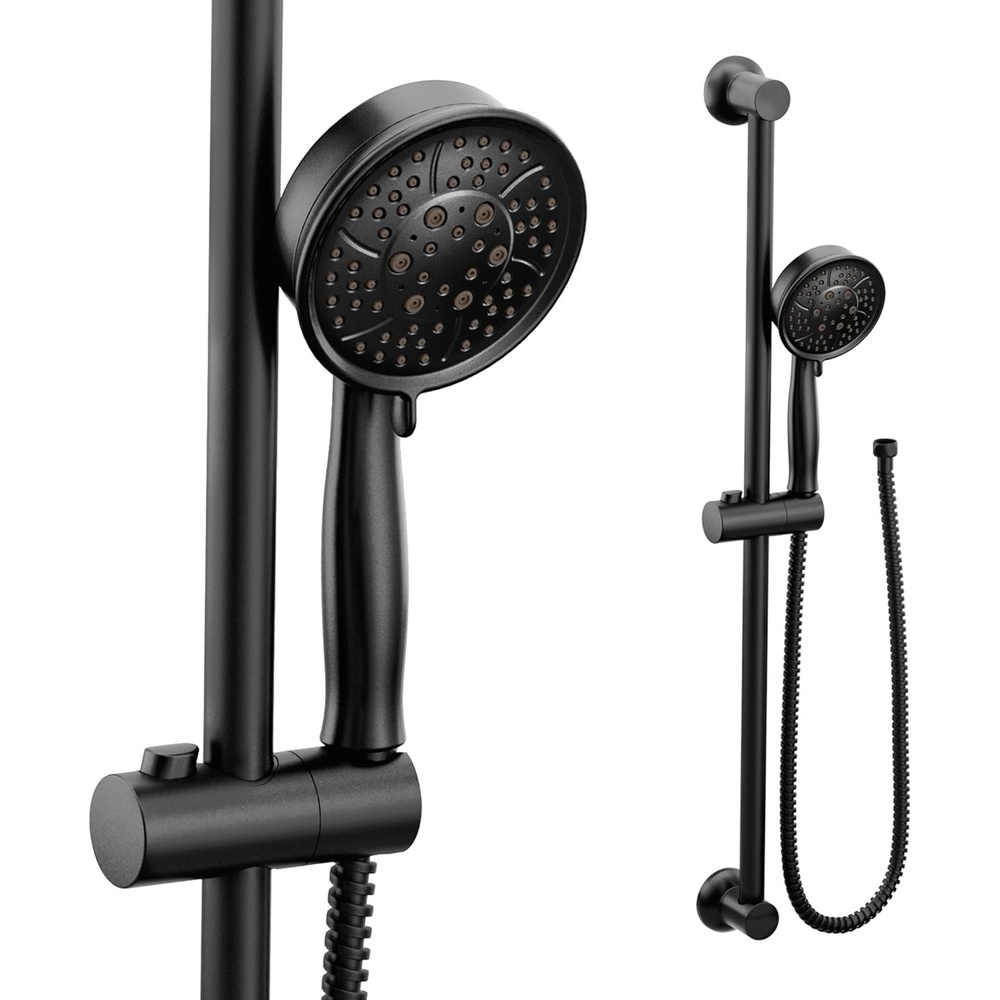 image:imageMoen Polished Nickel EcoPerformance Handheld Showerhead with 69InchLong Hose Featuring 30Inch Slide Bar 3667EPNLMatte Black