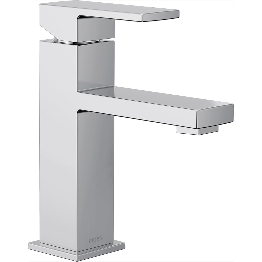 image:imageMoen Revyl Matte Black OneHandle Single Hole Modern Bathroom Sink Faucet with Optional Deckplate and Spring Loaded Drain Assembly 84771BLChrome