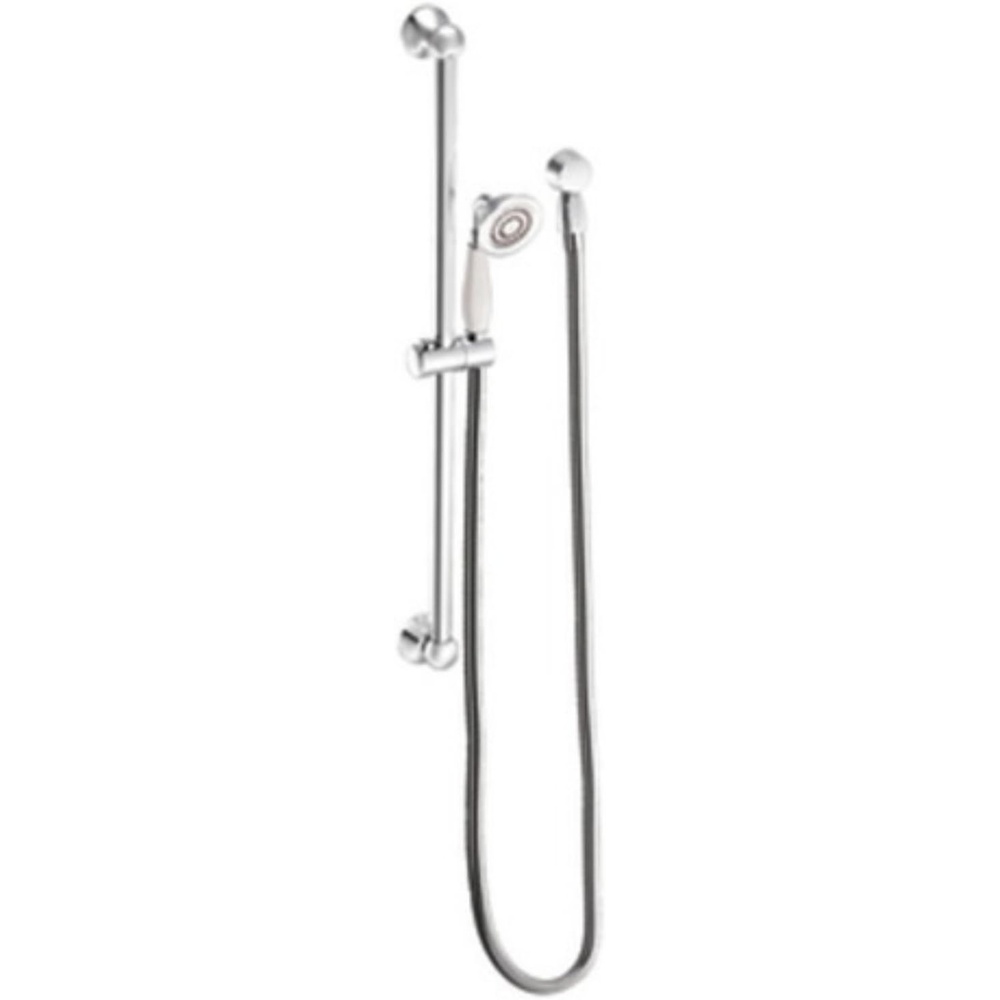 image:imageMoen S12107EPNL Weymouth Traditional EcoPerformance Handshower Handheld Shower with 30Inch Slide Bar and 69Inch Metal Hose Polished NickelPolished Nickel