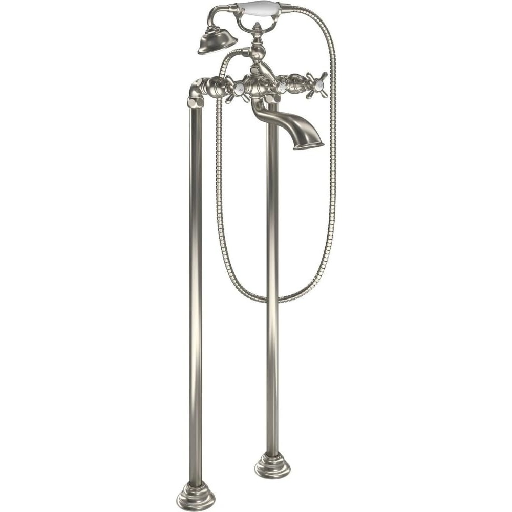 image:imageMoen S22105BN Weymouth Two Handle Tub Filler with CrossHandles and Handshower Brushed NickelBrushed Nickel