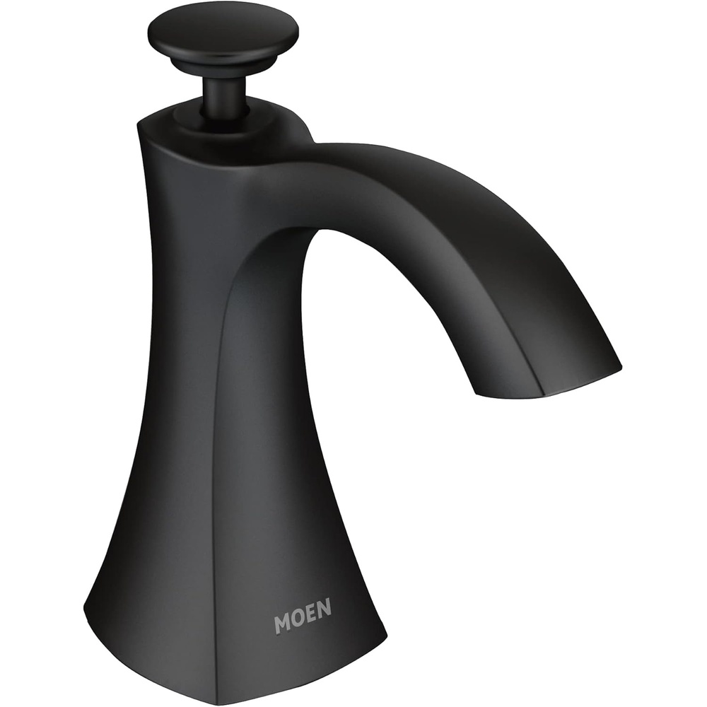 image:imageMoen S3948SRS Transitional Deck Mounted Kitchen Soap Dispenser with Above the Sink Refillable Bottle Spot Resist StainlessBlack