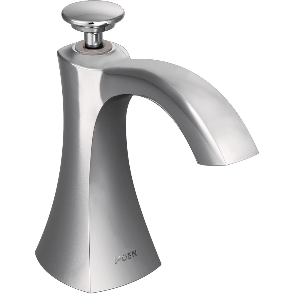 image:imageMoen S3948SRS Transitional Deck Mounted Kitchen Soap Dispenser with Above the Sink Refillable Bottle Spot Resist StainlessChrome
