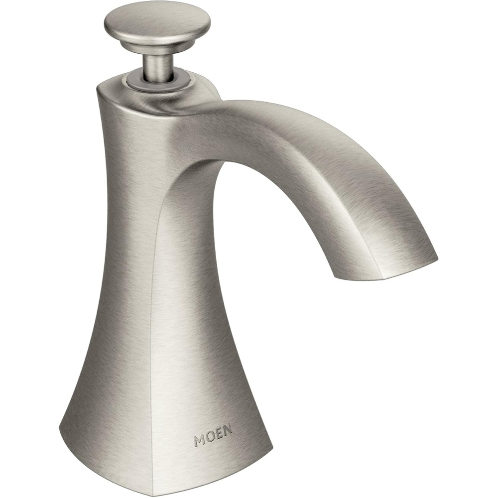 image:imageMoen S3948SRS Transitional Deck Mounted Kitchen Soap Dispenser with Above the Sink Refillable Bottle Spot Resist StainlessSpot Resist Stainless