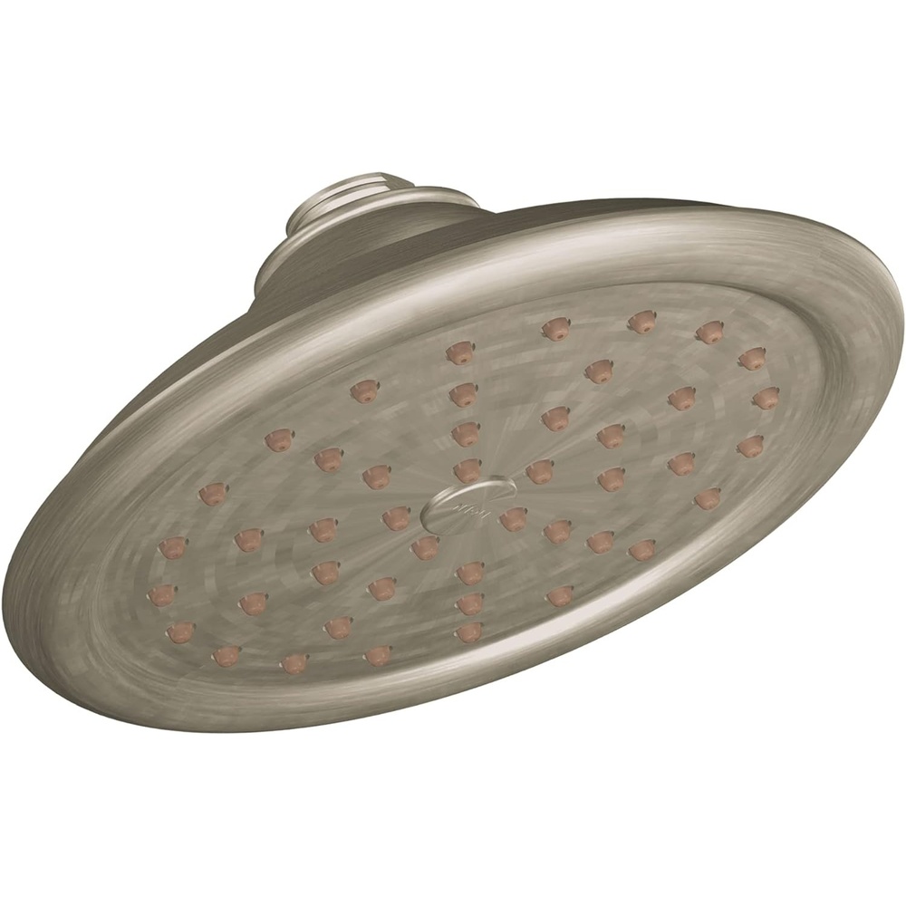 image:imageMoen S6310BN ExactTemp Single Function Rain Shower Showerhead with Immersion Technology at 25 GPM Flow Rate 7Inch Brushed NickelBrushed Nickel