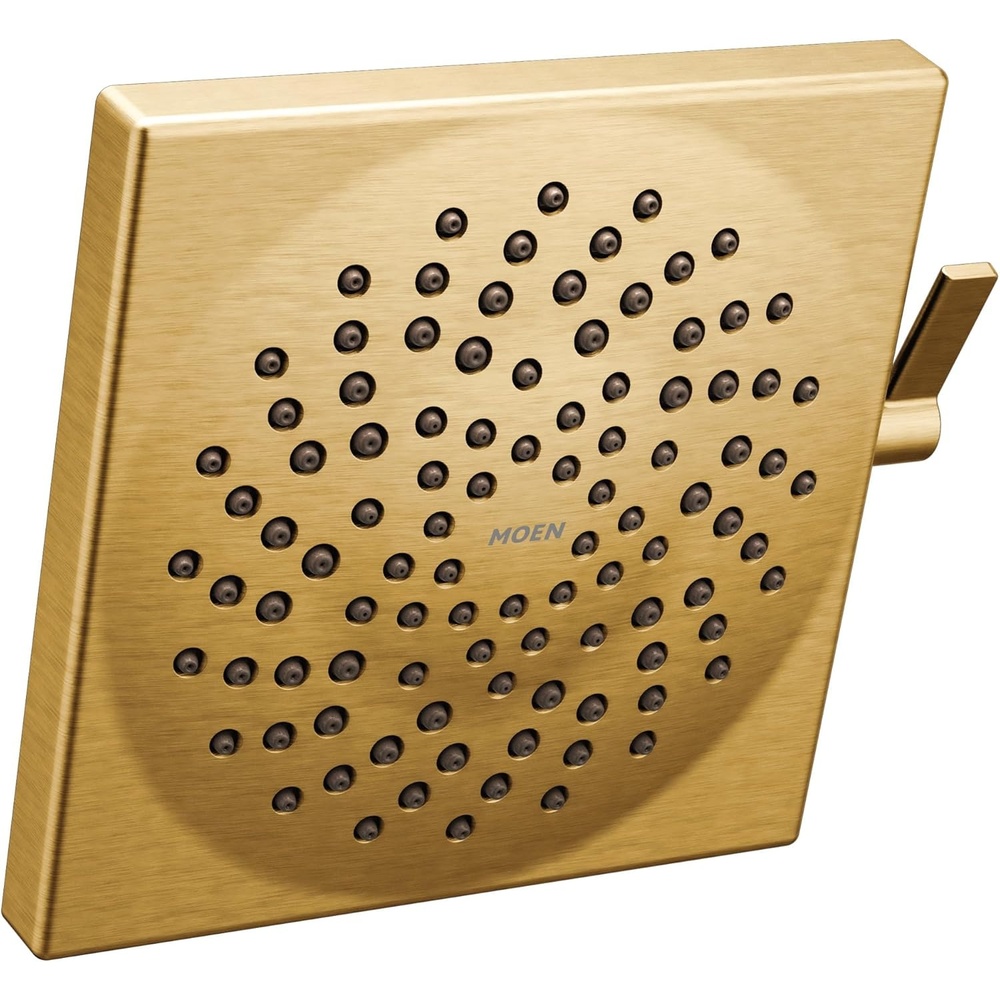 image:imageMoen S6345BG Velocity TwoFunction Square Shower Head Featuring Immersion Rainshower Technology 85Inch Brushed GoldBrushed Gold