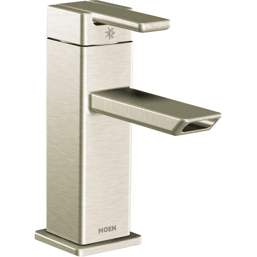 image:imageMoen S6700BN 90 Degree OneHandle Modern Bathroom Faucet with Drain Assembly Brushed NickelBrushed Nickel