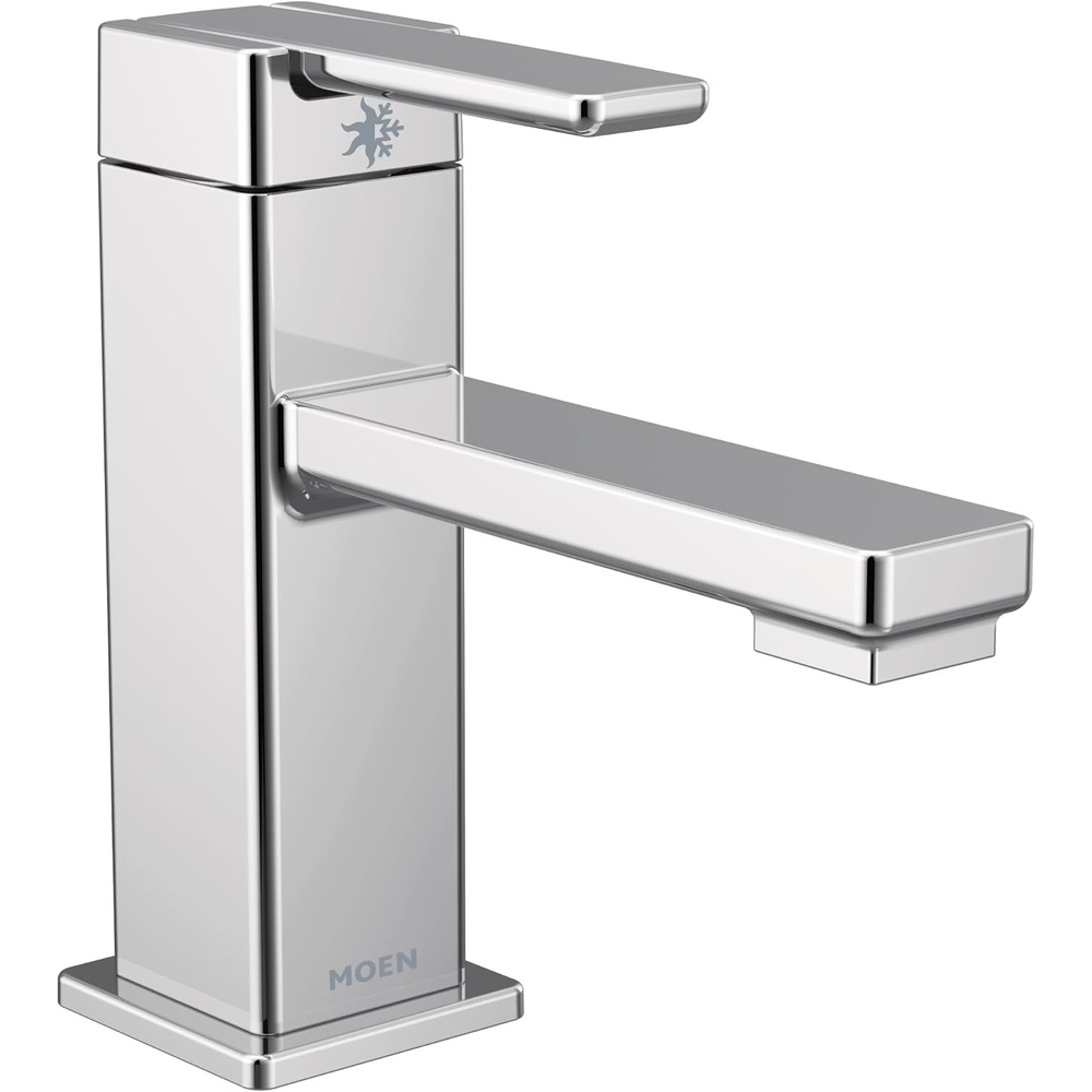 image:imageMoen S6710 90 Degree OneHandle Single Hole Modern Bathroom Sink Faucet Chrome