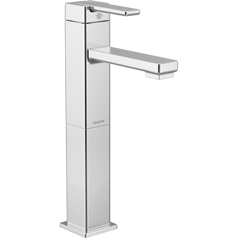 image:imageMoen S6712 90 Degree OneHandle Single Hole Vessel Sink Modern Bathroom Faucet Chrome