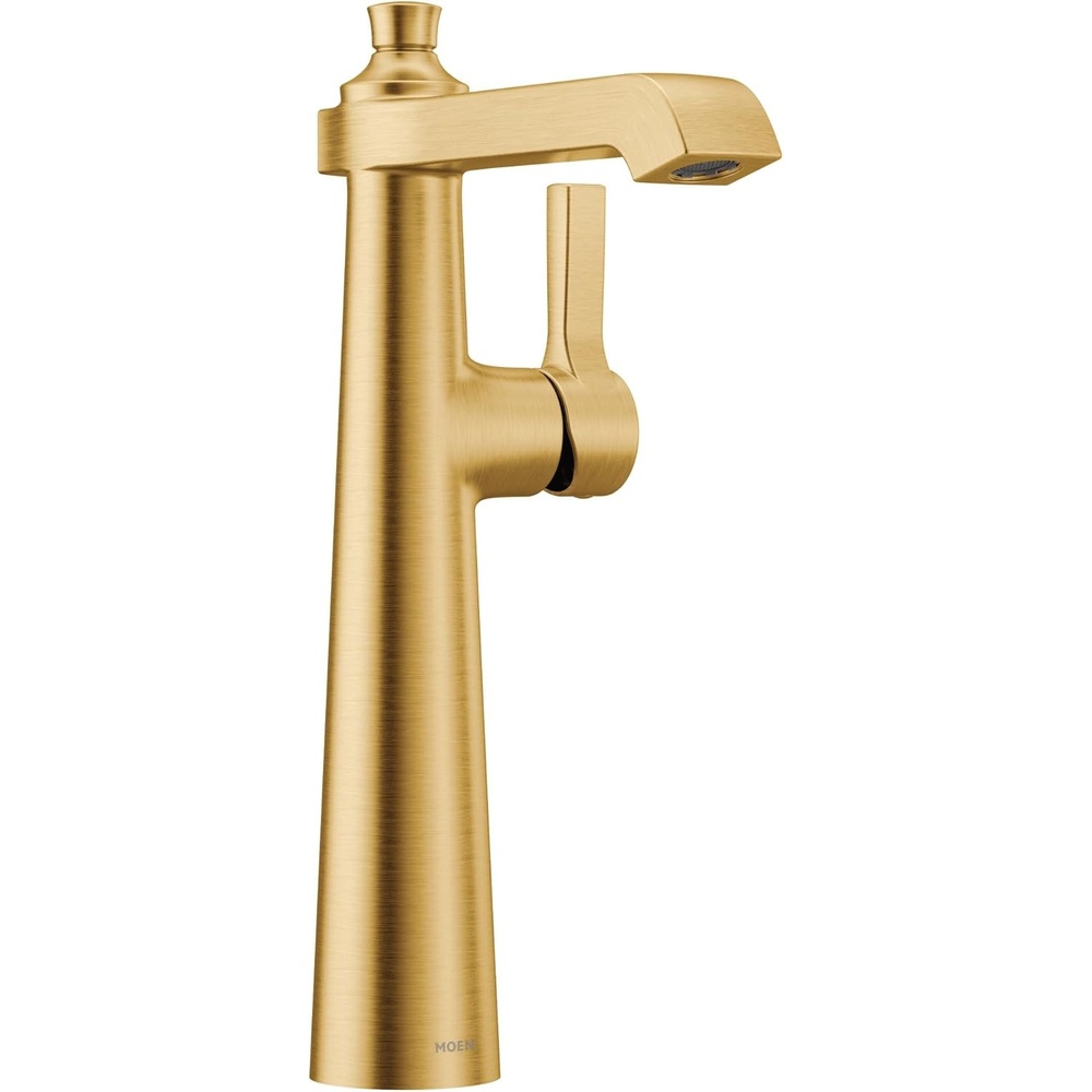 image:imageMoen S6982 Flara OneHandle Single Hole Vessel Sink Bathroom Faucet ChromeBrushed Gold