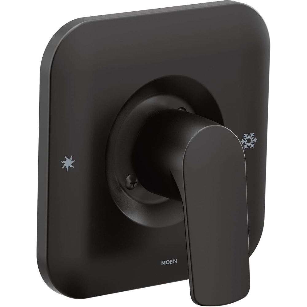 image:imageMoen T2811BL Rizon PosiTemp Pressure Balancing Modern Shower Trim Kit Valve Required Matte BlackMatte Black