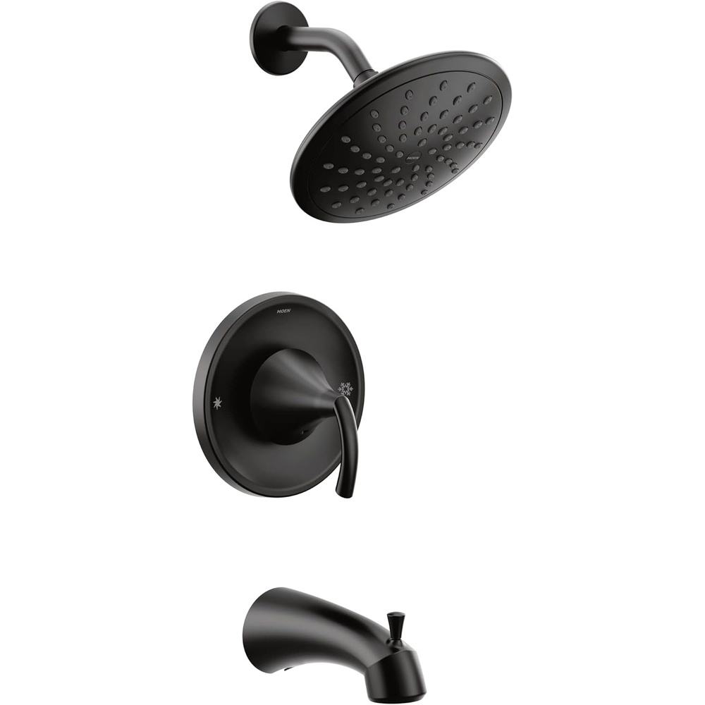 image:imageMoen T2843EPBN Glyde Tub Shower Faucet System with Rainshower Showerhead without Valve Brushed NickelMatte Black