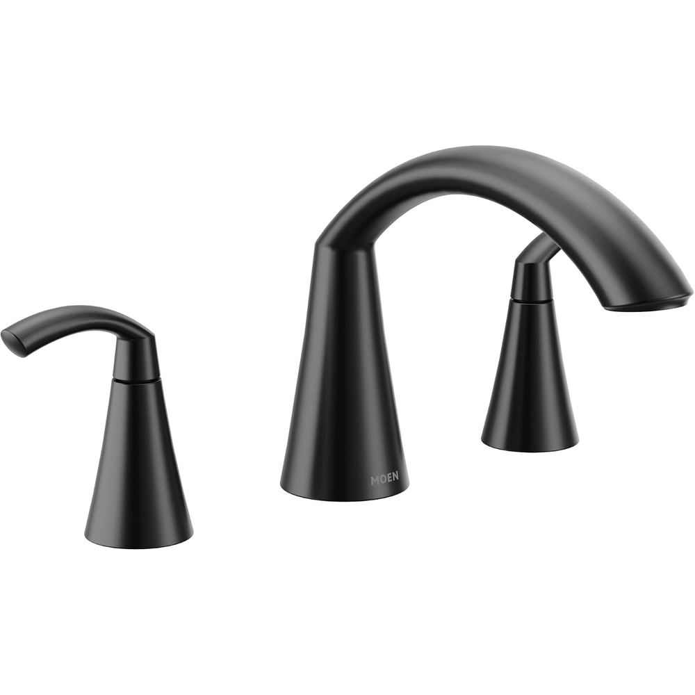 image:imageMoen T373 Glyde Chrome TwoHandle high arc Roman tub FaucetMatte Black