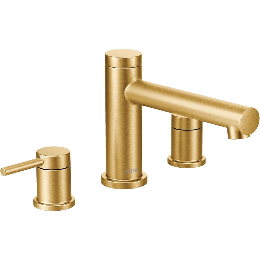 image:imageMoen T393 Align 2Handle Deck Mount Modern Roman Tub Faucet Trim Kit Valve Required ChromeBrushed Gold