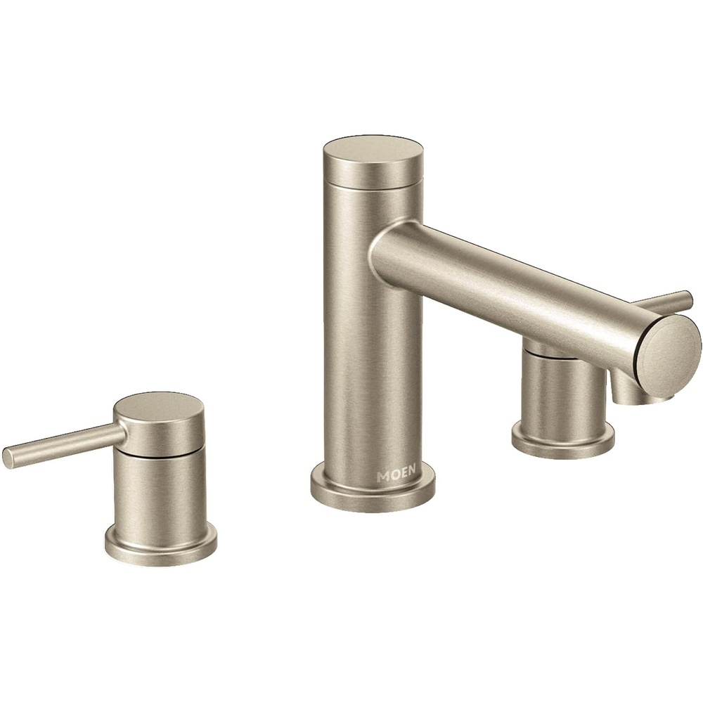 image:imageMoen T393 Align 2Handle Deck Mount Modern Roman Tub Faucet Trim Kit Valve Required ChromeBrushed Nickel