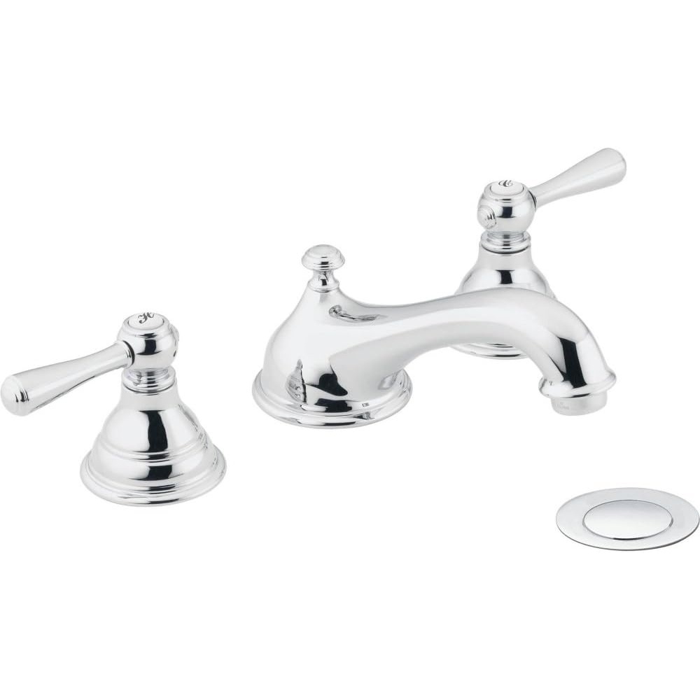 image:imageMoen T6105 Kingsley TwoHandle Traditional 8Inch Widespread Bathroom Faucet Trim Kit Valve Required Chrome