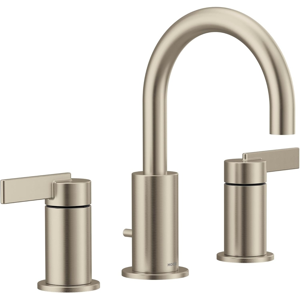 image:imageMoen T6222BL Cia 8Inch Widespread 2Handle HighArc Bathroom Faucet Trim Kit with Optional Brushed Gold Finish Accents Valve Required Matte BlackBrushed Nickel