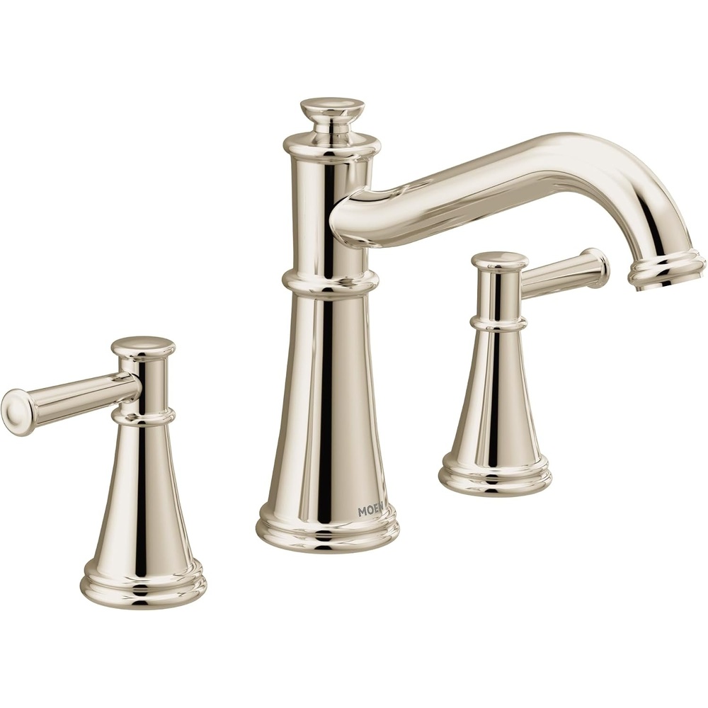 image:imageMoen T9023 Belfield TwoHandle Deck Mounted Roman Tub Faucet Without Valve ChromePolished Nickel
