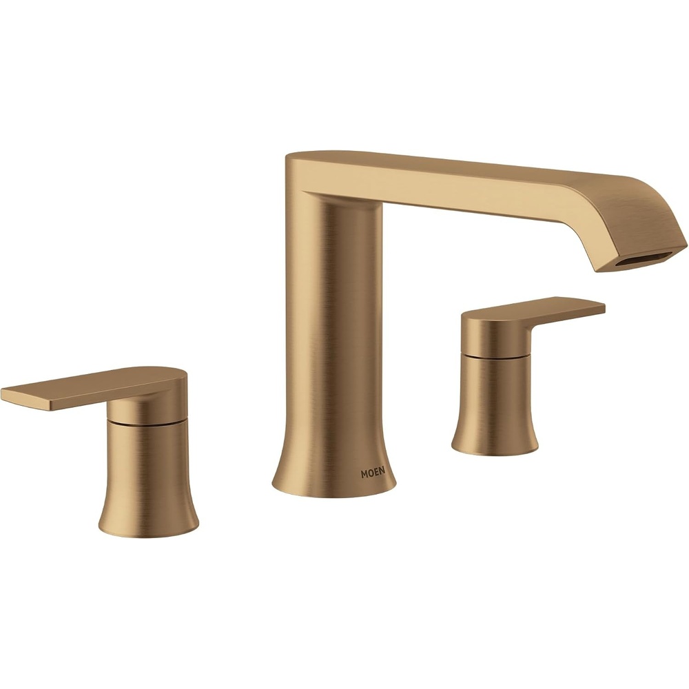 image:imageMoen T908 Genta LX TwoHandle Deck Mounted Modern Roman Tub Faucet Valve Required ChromeBronzed Gold