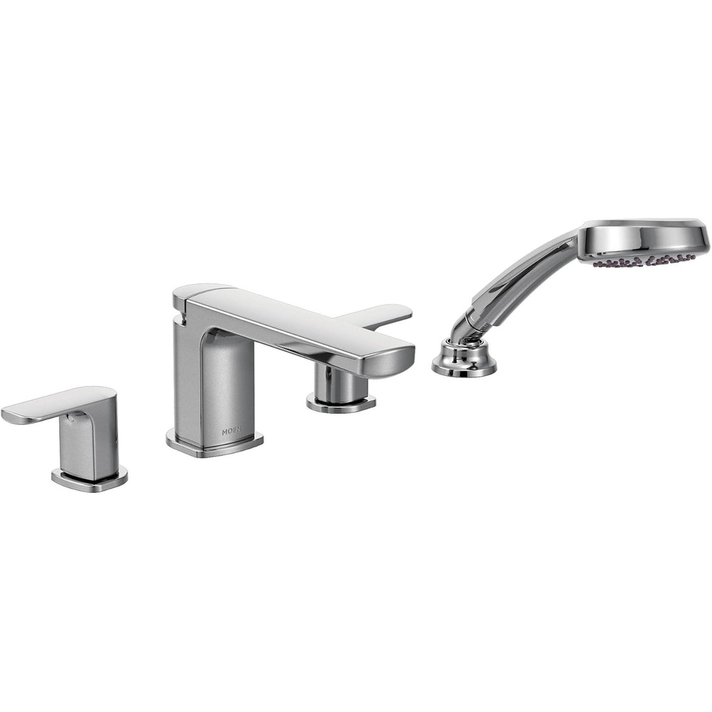 image:imageMoen T936 Rizon TwoHandle Low Arc Roman Tub Faucet with Hand Shower Trim without Valve ChromeFaucet without Valve