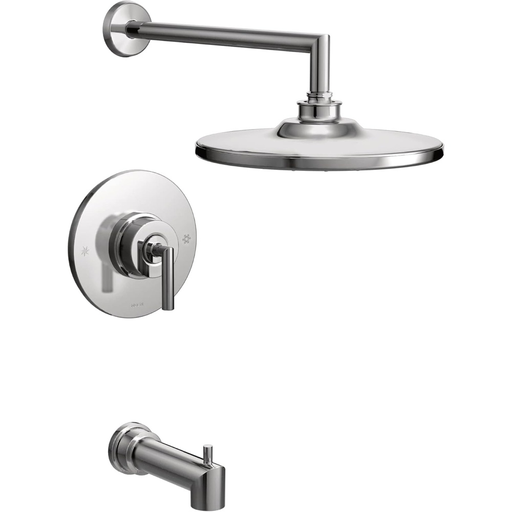 image:imageMoen TS22003EPBL Arris PosiTemp Pressure Balancing Modern Tub and Shower Trim Kit with 10Inch EcoPerformance Rainshower Valve Required Matte BlackChrome