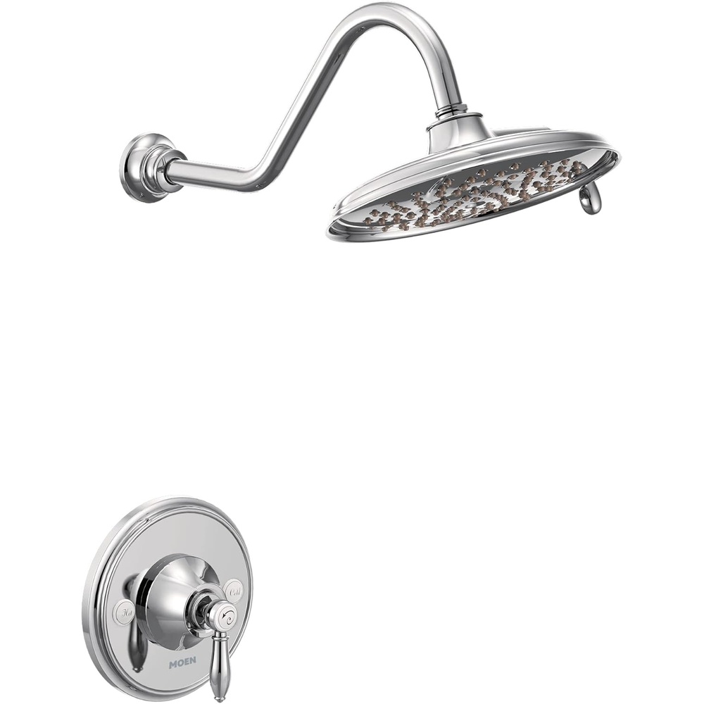 image:imageMoen TS32102BN Weymouth PosiTemp Shower Trim Kit Valve Required including 9Inch 2Spray EcoPerformance Rainshower Brushed NickelChrome