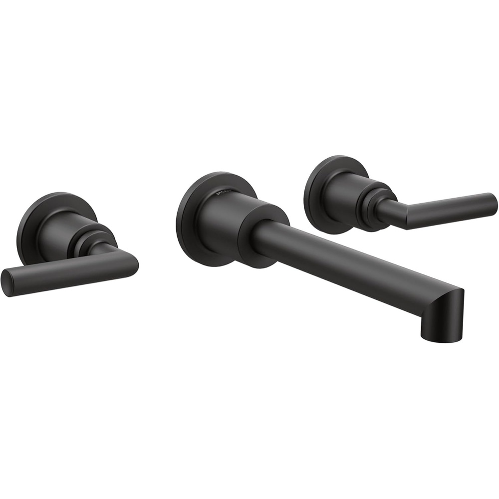 image:imageMoen TS43003BL Arris TwoHandle Wall Mount Bathroom Faucet Trim Valve Required Matte Black