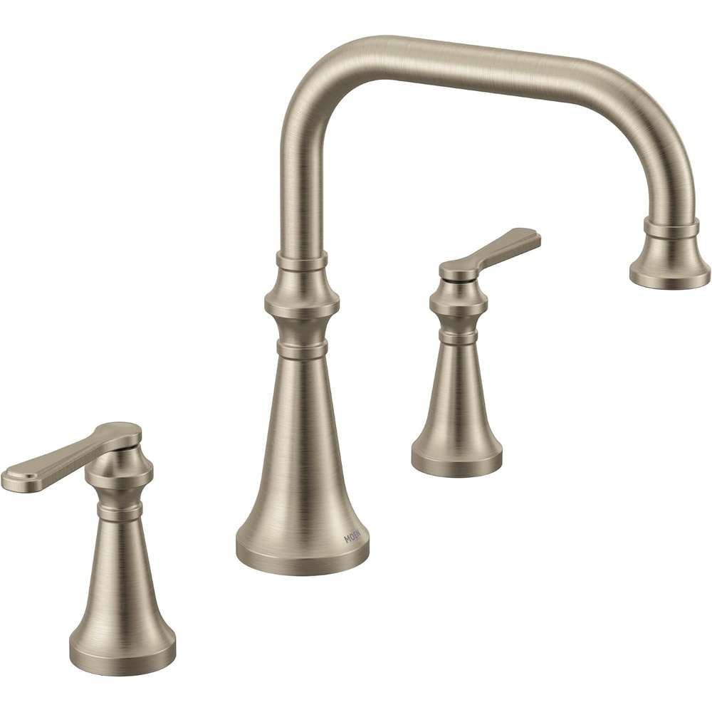 image:imageMoen TS44503BN Colinet Two Handle DeckMount Roman Tub Faucet Trim with Lever Handles Valve Required Brushed NickelBrushed Nickel