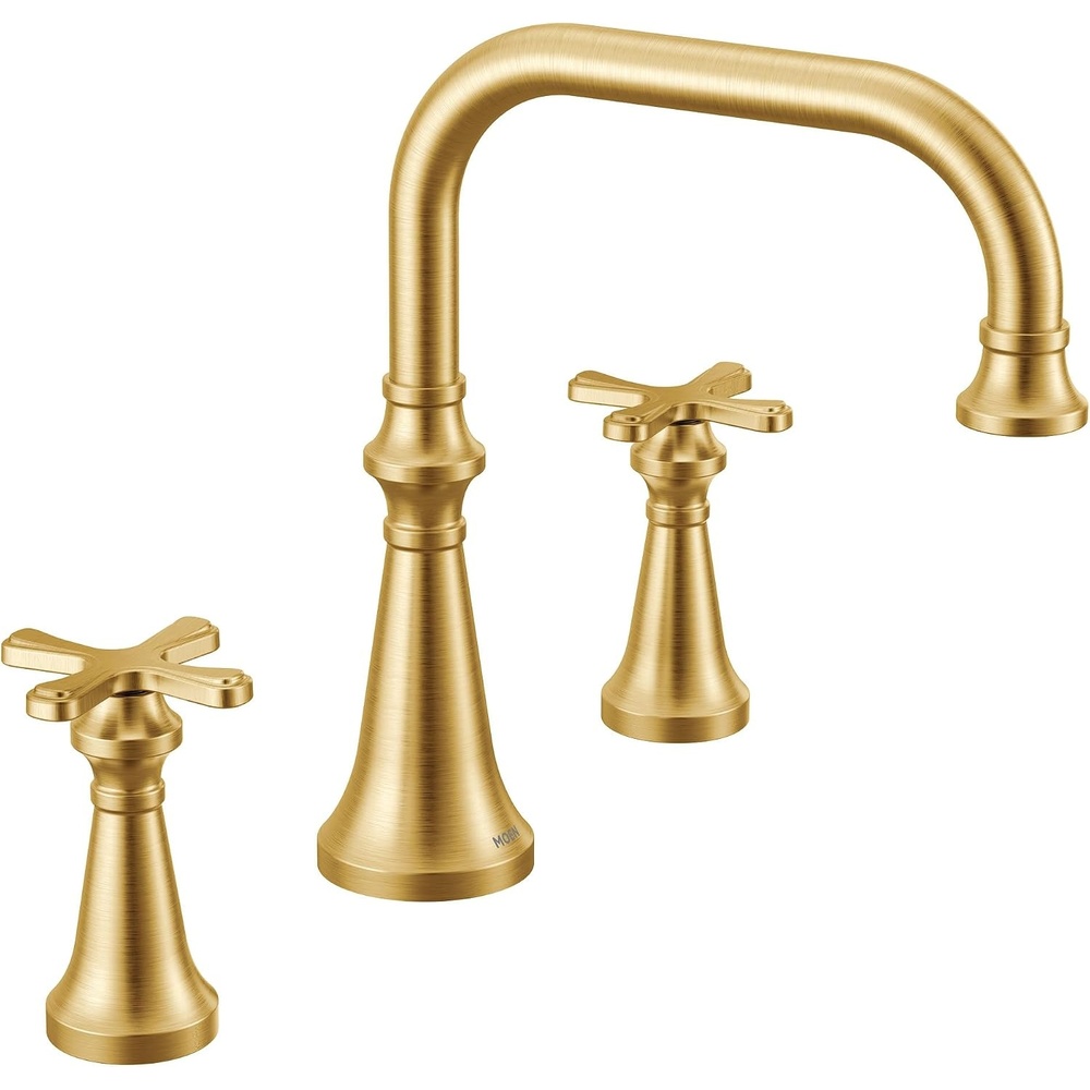 image:imageMoen TS44505BG Colinet Two Handle Arc DeckMount Roman Tub Faucet Trim with Cross Handles Valve Required Brushed GoldBrushed Gold