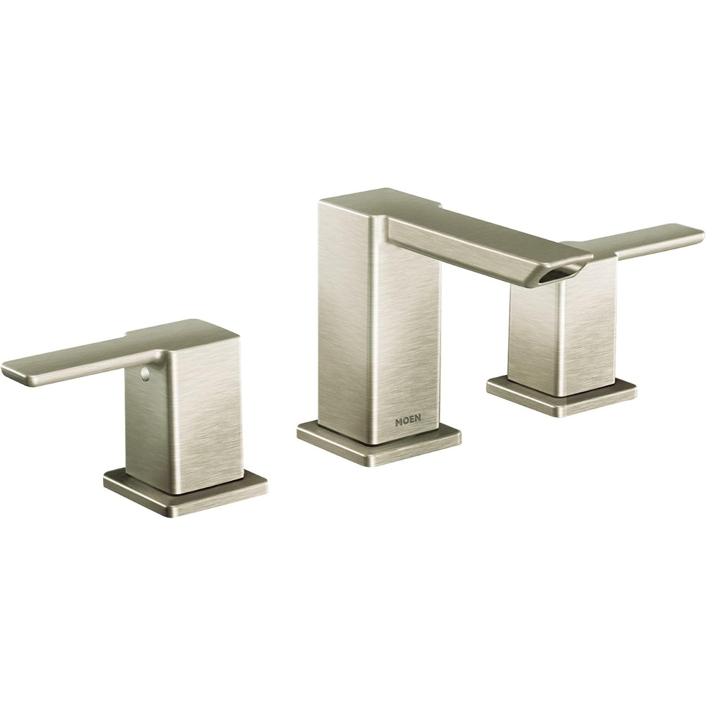image:imageMoen TS6720BN 90 Degree TwoHandle 8 in Widespread Bathroom Faucet Trim Kit Valve Required Brushed NickelBrushed Nickel