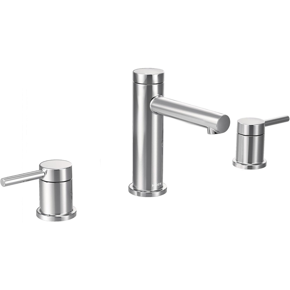 image:imageMoen Two Handle Widespread Contemporary Modern Matte Black Bathroom Sink Faucet with Drain Kit Perfect for Countertop and Wide Spread Bath Setup T6193BLChrome