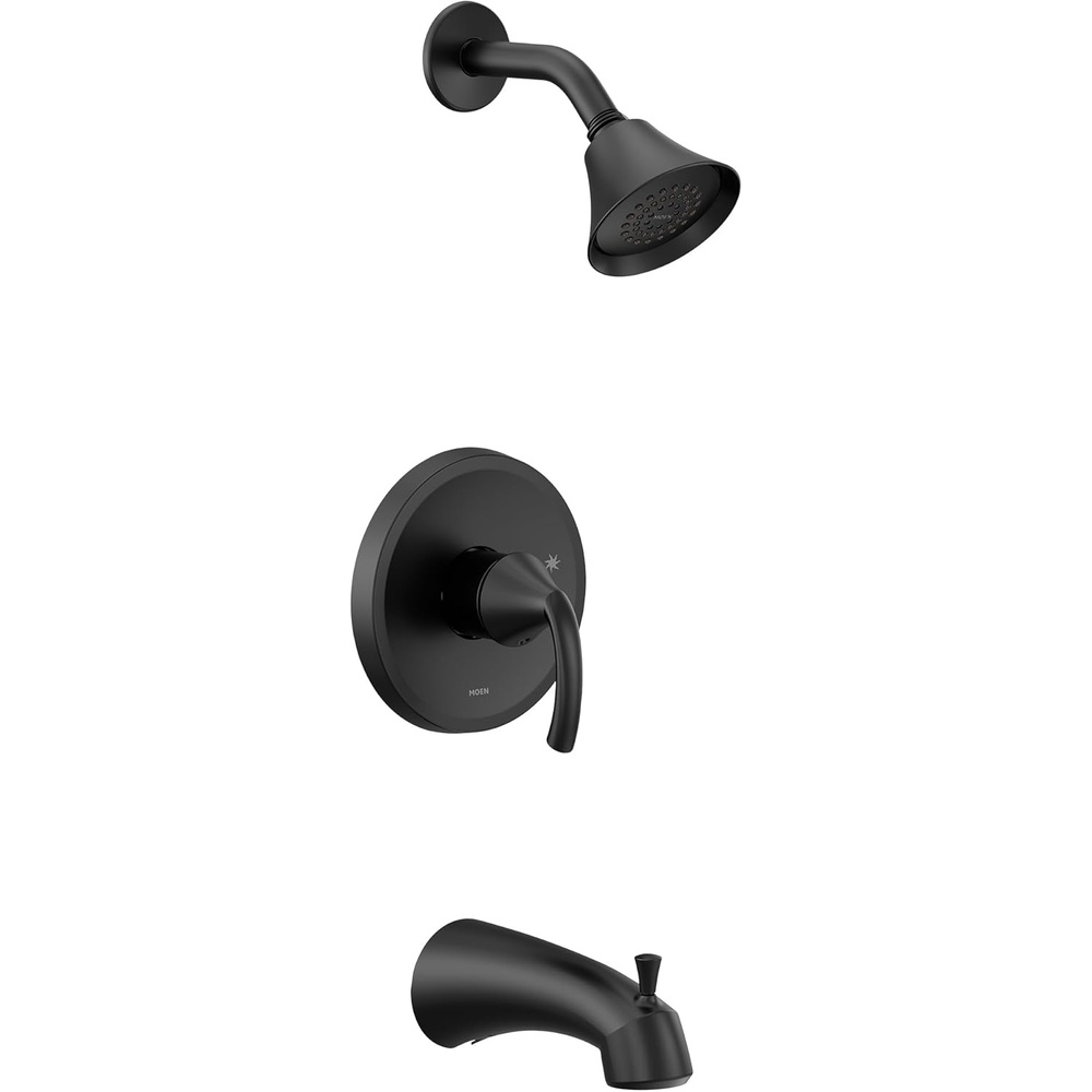 image:imageMoen UT2743EPBN Glyde MCORE 2Series 1Handle Tub and Shower Trim Kit Valve Required Brushed NickelMatte Black
