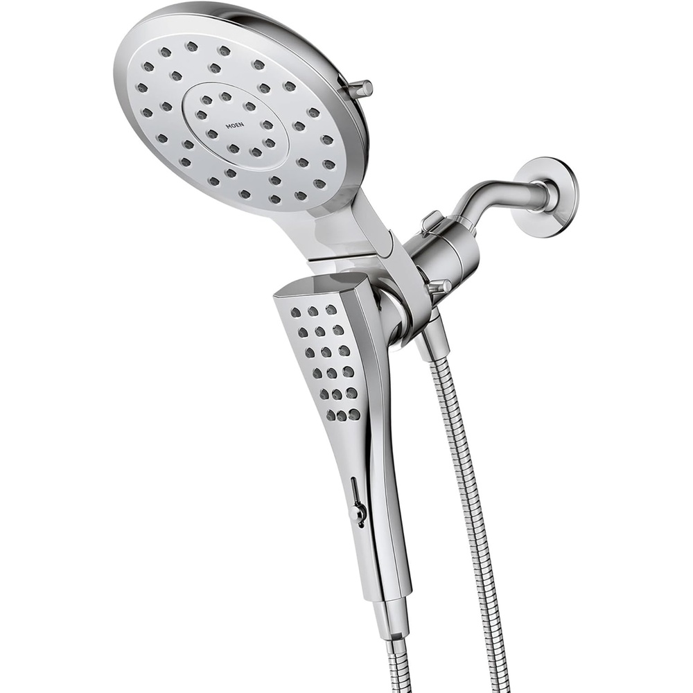 image:imageMoen Verso Matte Black EightFunction 7 Diameter Spray Head Standard with Handshower and 72inch Hose with Eco Performance 220C3EPBLChrome