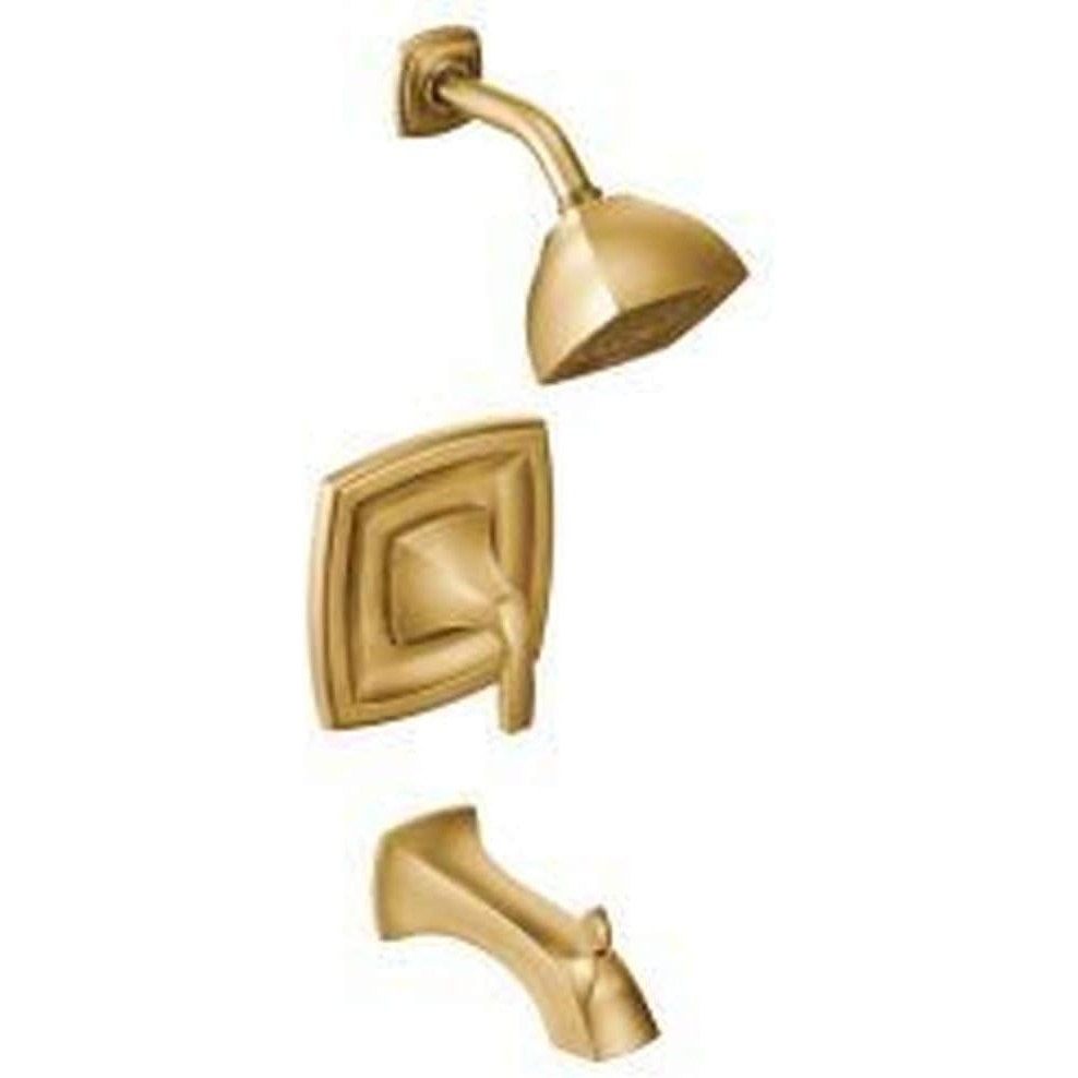 image:imageMoen Voss Brushed Gold PosiTemp Pressure Balancing EcoPerformance Tub and Shower Trim Kit Valve Required T2693EPBG