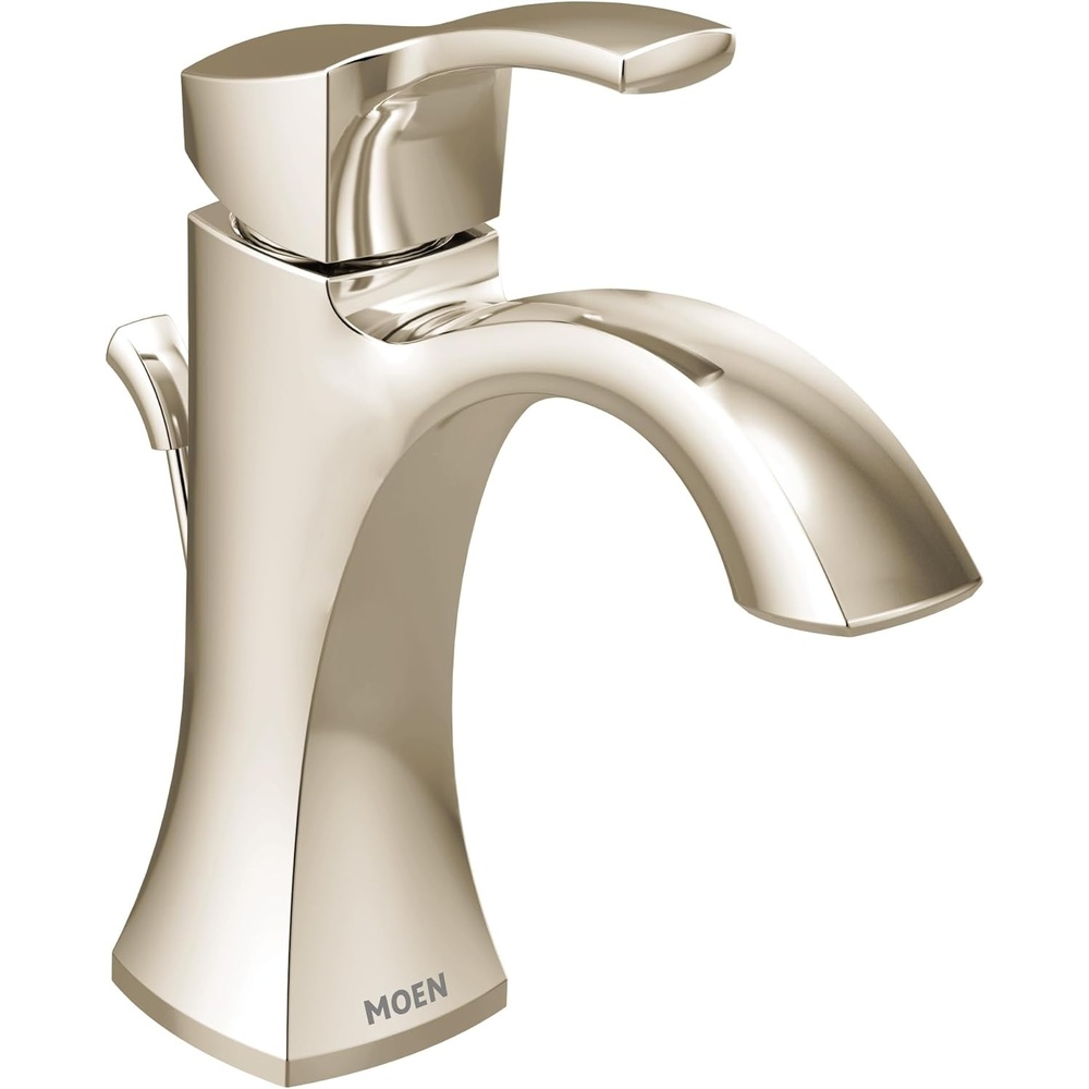 image:imageMoen Voss Chrome OneHandle Single Hole Bathroom Sink Faucet with Optional Deckplate 6903Polished Nickel