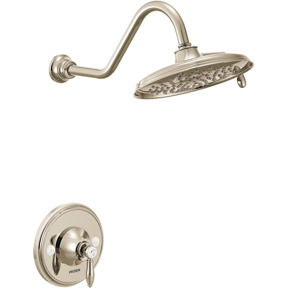 image:imageMoen Weymouth Brushed Gold PosiTemp Shower Trim Kit Valve Required including 9Inch 2Spray Rainshower TS32102BGPolished Nickel