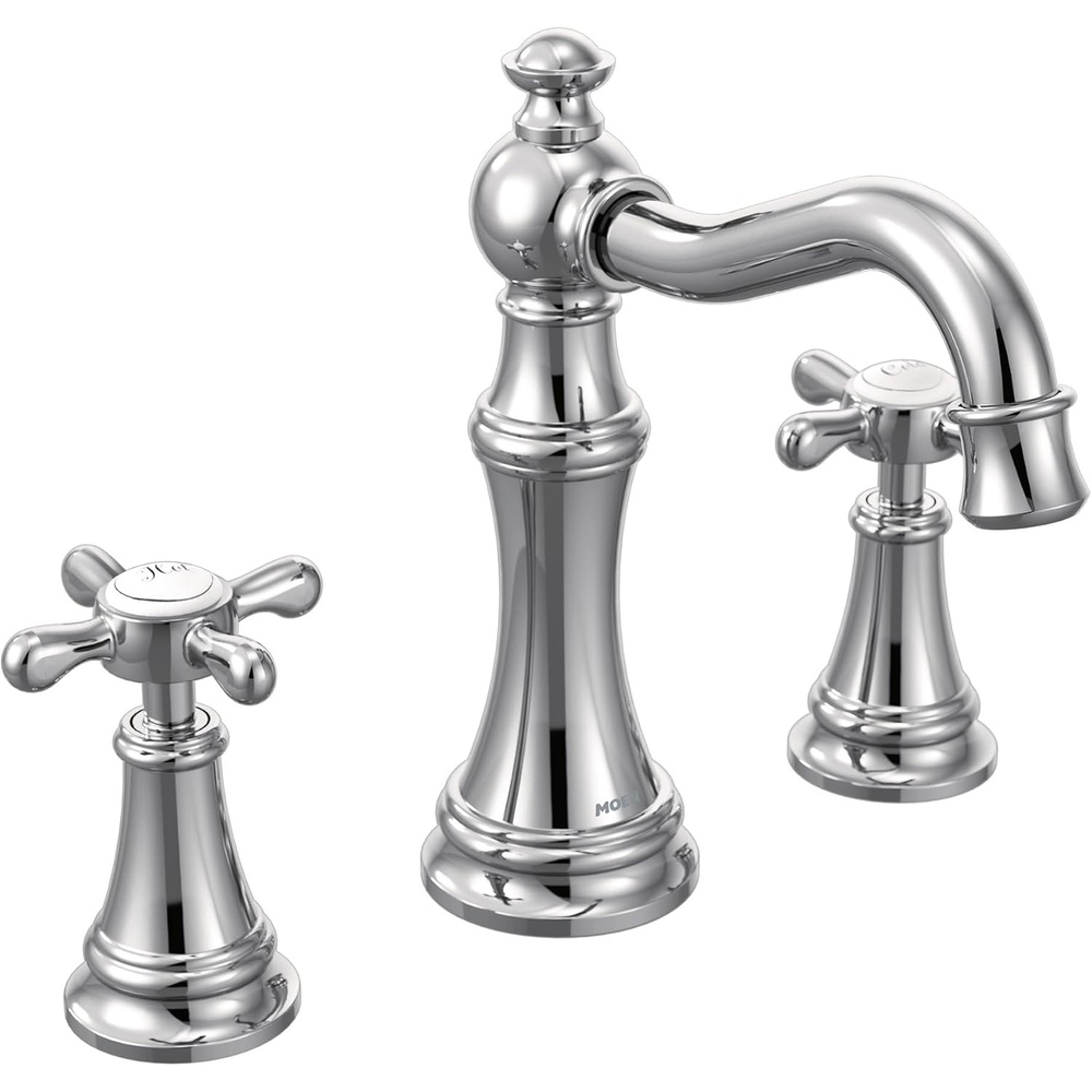 image:imageMoen Weymouth Brushed Gold TwoHandle Widespread Cross Handle Bathroom Faucet Trim Kit Valve Required TS42114BGChrome