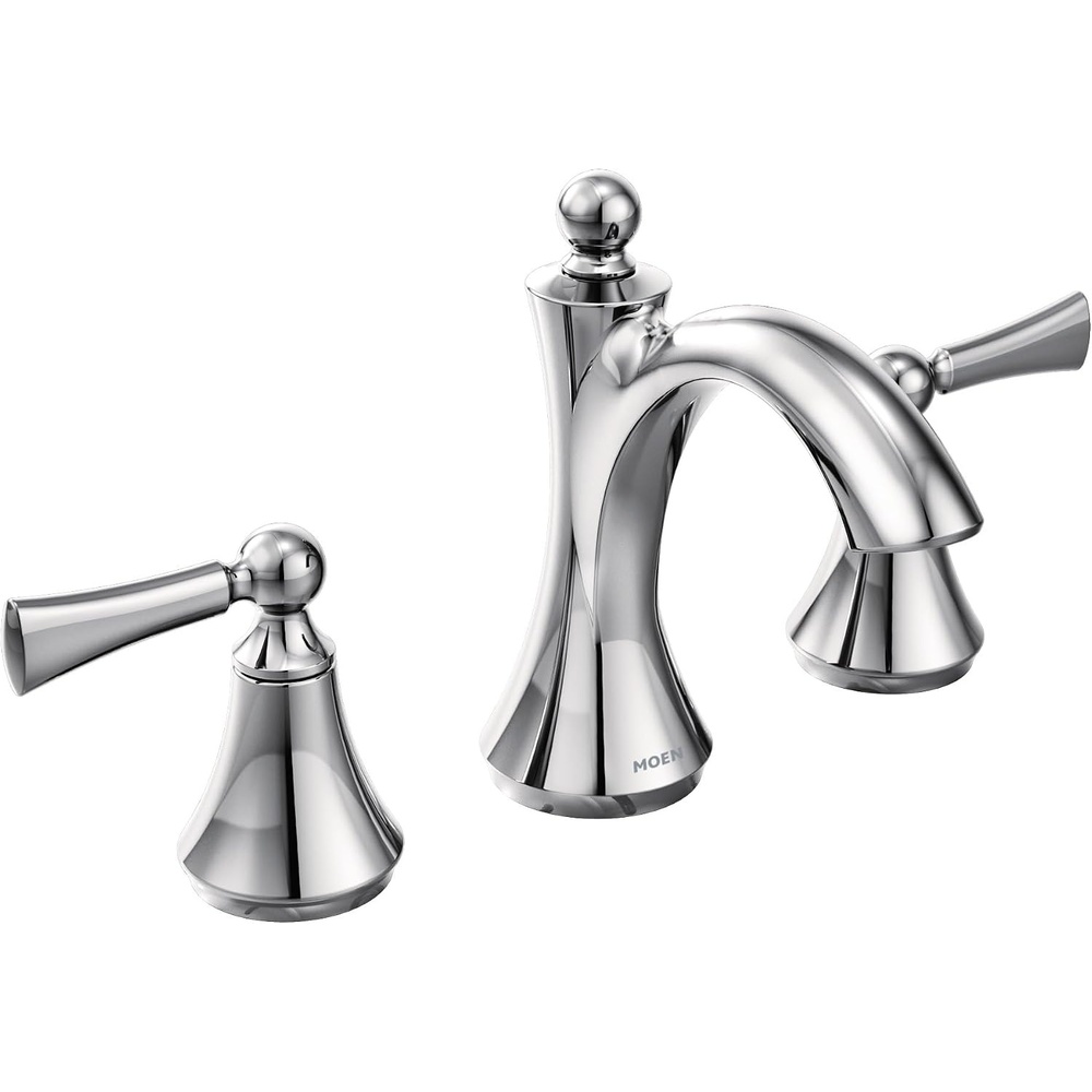image:imageMoen Wynford Brushed Nickel TwoHandle Widespread HighArc Bathroom Faucet with Lever Handles Valve Required T4520BNChrome