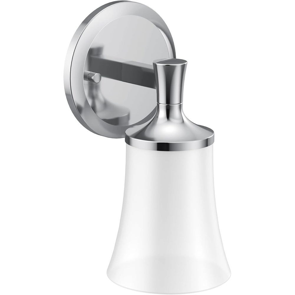 image:imageMoen YB0361CH Flara 1Light DualMount Bath Bathroom Vanity Light Fixture with Frosted Glass ChromeChrome