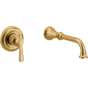 Colinet Brushed Gold Single Handle Wall Mount Tub Filler High Flow Tub Faucet with 10″ Spout Reach, WTS44501BG