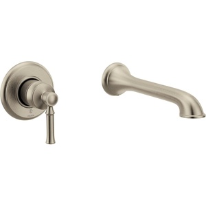 Dartmoor Brushed Nickel Single Handle Wall Mount Tub Filler High Flow Tub Faucet with 10″ Spout Reach, WT681BN