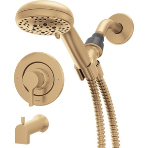 Moen 82775BL Beric Single-Handle Tub and Shower Faucet with Handshower and Metal Hose, Valve Included, IPS Tub Spout, Matte Black(Bronzed Gold)