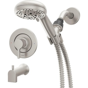 Moen 82775BL Beric Single-Handle Tub and Shower Faucet with Handshower and Metal Hose, Valve Included, IPS Tub Spout, Matte Black(Spot Resist Nickel)