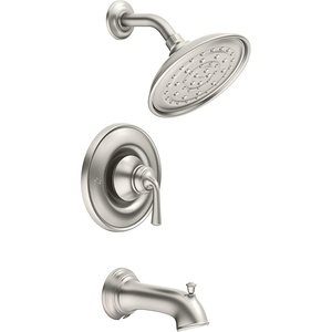 Moen 82850SRN Wetherly Posi-Temp Tub and Shower with Valve Included, Spot Resist Brushed Nickel