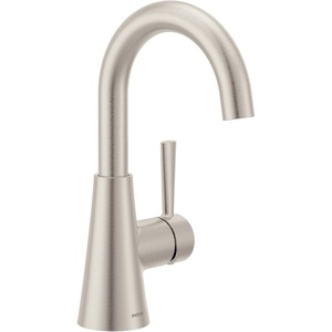 Moen 84021SRN Ronan 1-Handle Bathroom Faucet, Brushed Nickel | Bathroom sink faucet, single hole install, optional deckplate, drain included, spot resist finish