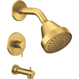 Moen Align Brushed Gold Eco-Performance Pressure Balancing Modern Tub and Shower Trim Kit with Showerhead, Lever Handle, and Tub Spout, Valve Required, T2193EPBG(Brushed Gold)