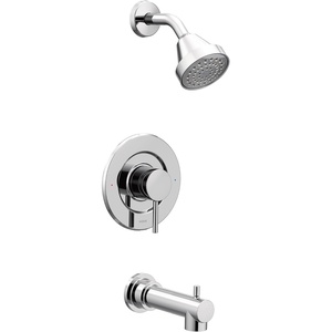 Moen Align Brushed Gold Eco-Performance Pressure Balancing Modern Tub and Shower Trim Kit with Showerhead, Lever Handle, and Tub Spout, Valve Required, T2193EPBG(Chrome)