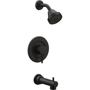 Moen Align Brushed Gold Eco-Performance Pressure Balancing Modern Tub and Shower Trim Kit with Showerhead, Lever Handle, and Tub Spout, Valve Required, T2193EPBG(Matte Black)