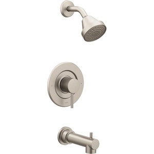 Moen Align Brushed Gold Eco-Performance Pressure Balancing Modern Tub and Shower Trim Kit with Showerhead, Lever Handle, and Tub Spout, Valve Required, T2193EPBG(Brushed Nickel)